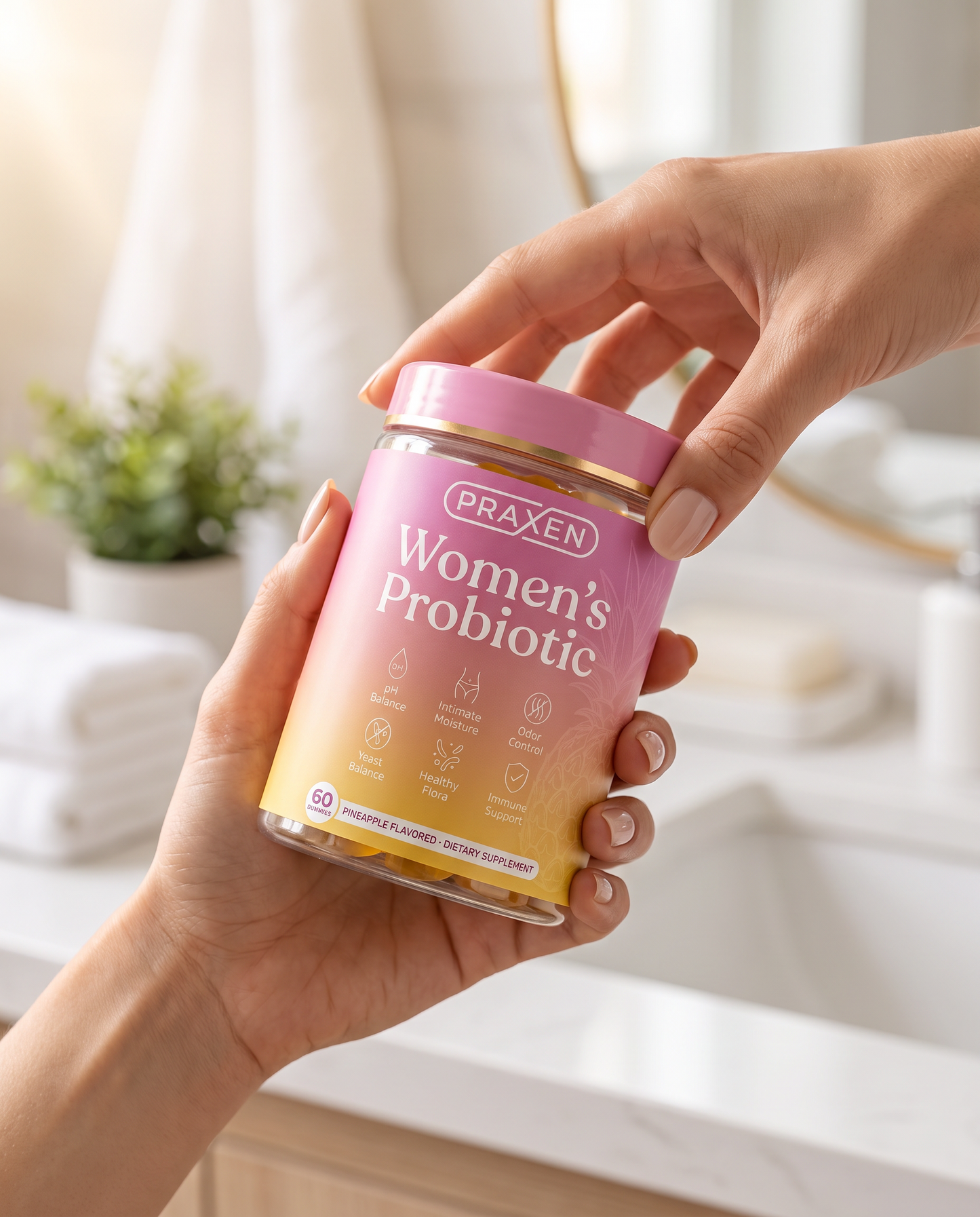 Praxen Women's Probiotic Gummies — Pineapple Flavor (60 Gummies)