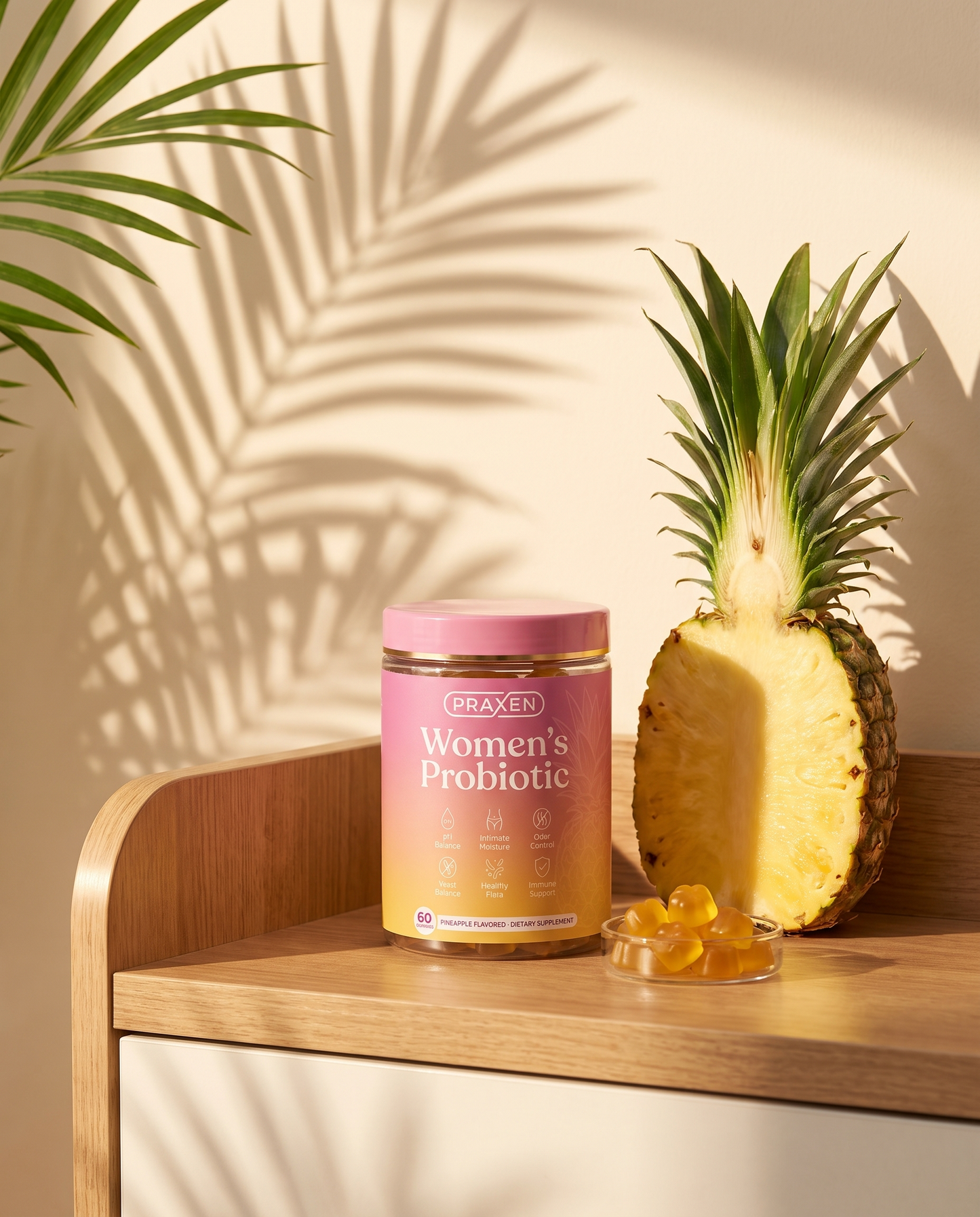 Praxen Women's Probiotic Gummies — Pineapple Flavor (60 Gummies)